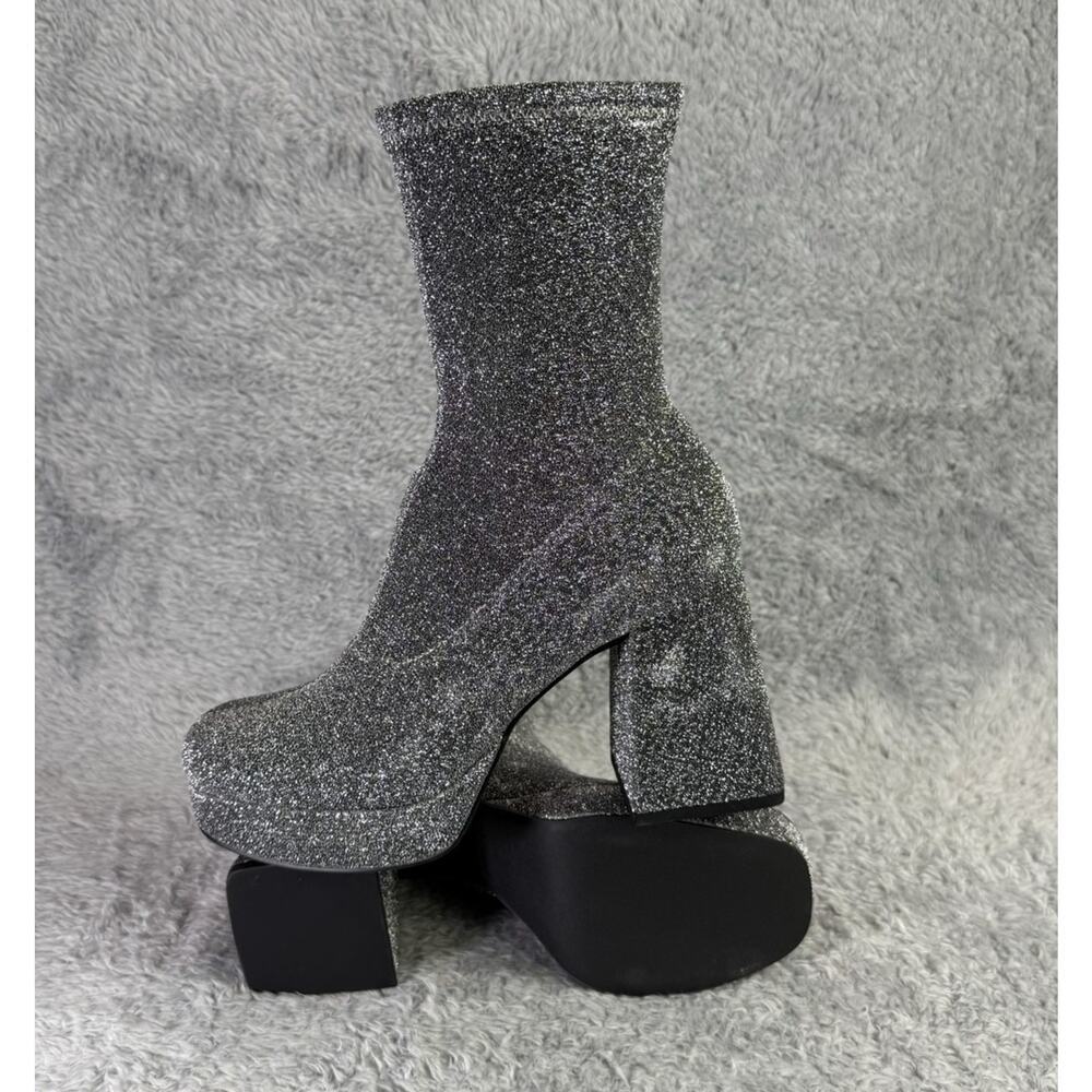 Abound Steffie Platform Boot Women's Silver Knit Ankle Bootie Size 6.5 Gogo - Picture 8 of 9